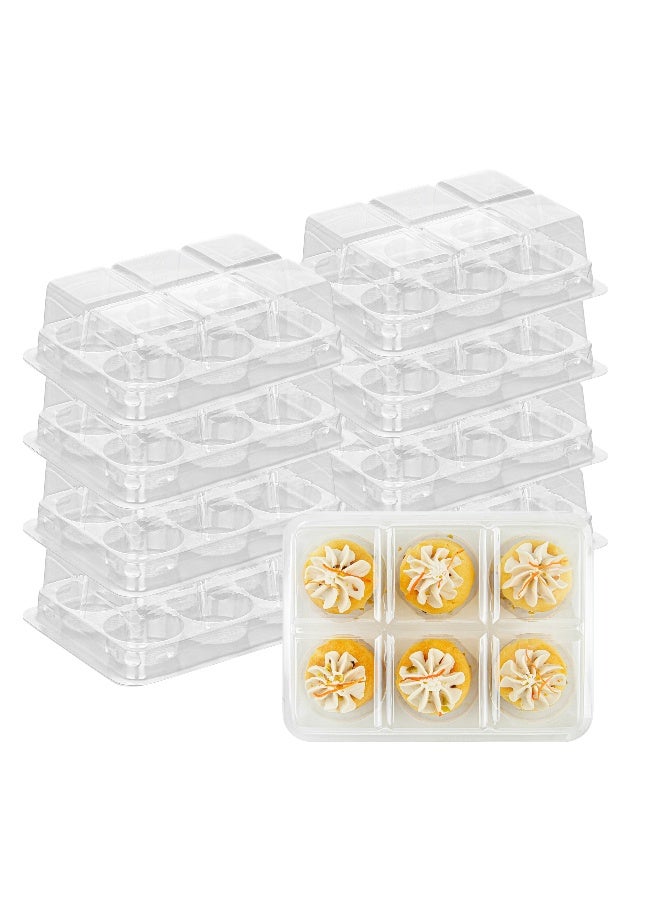 Restaurantware 6 x 4.5 x 2 Inch Disposable Cupcake Containers, 100 High Dome Cupcake Holders - 6 Compartments, With Lids, Clear Plastic Cupcake Carriers, Cupcake Trays For Muffins or Fruit Cups,  - Image 2