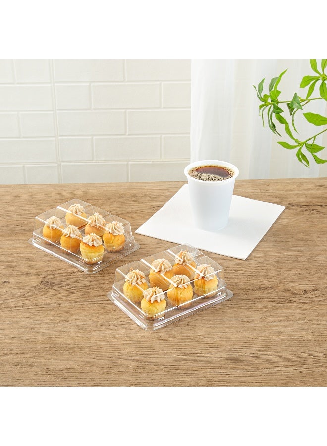 Restaurantware 6 x 4.5 x 2 Inch Disposable Cupcake Containers, 100 High Dome Cupcake Holders - 6 Compartments, With Lids, Clear Plastic Cupcake Carriers, Cupcake Trays For Muffins or Fruit Cups,  - Image 3