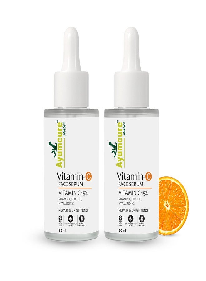 Ayumcure 15% Vitamin C Face Serum 30 ml | Brightening & Anti-Aging | With Vitamin E, Ferulic Acid & Hyaluronic Acid | Reduces Dark Spots, Wrinkles & Hyperpigmentation | For All Skin Types (Pack of 2) - Image 1