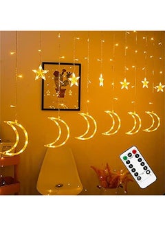 Arabest Ramadan Star and Moon String Lights with Remote - 138 LED Warm White Fairy Lights for Bedroom, Wall, Wedding, Party Decor.  - Image 1