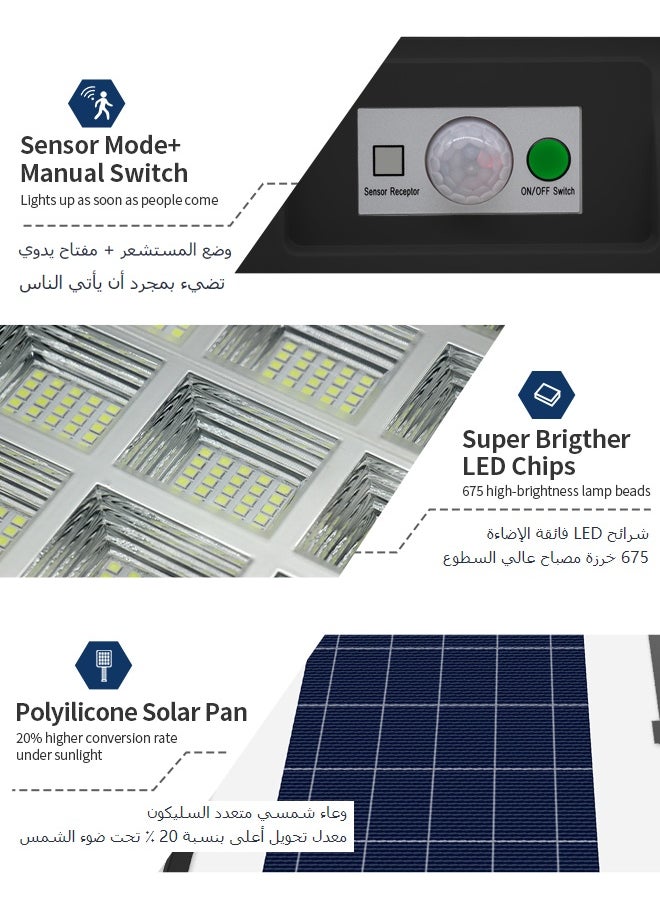 Outdoor Solar Lights, Dusk to Dawn Motion Sensor Waterproof LED Street Outside Flood Powered Lighting, Bright Wall Patio Flag Lights for Garden Yard Garage with Remote