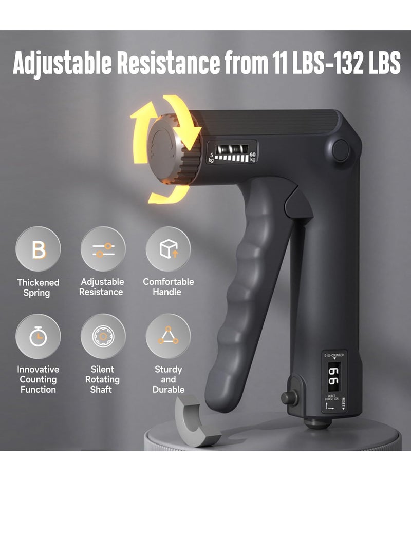 SYOSI Hand Grip Strengthener Trainer Kit with Smart Counter Adjustable Resistance Hand Gripper 11-132 lbs Grip Strength Trainer Finger Stretcher Hand Gripper Finger Exerciser for Athletes Man Women - Image 2