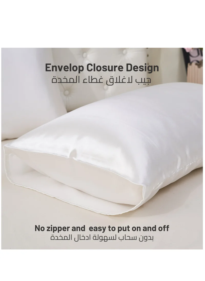 Donetella Satin Pillowcases 2-Pcs Soft And Silky Pillow Cover For Hair And Skin Care With Envelope Closure (Without Pillow Insert),White