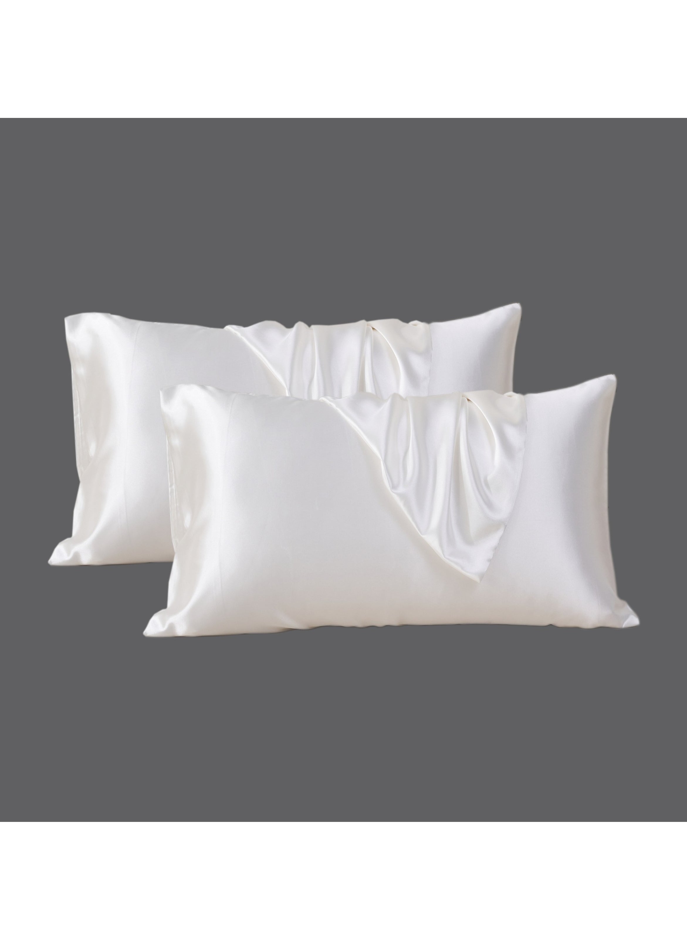 Satin Pillowcases 2-Pcs Soft And Silky Pillow Cover For Hair And Skin Care With Envelope Closure (Without Pillow Insert),White 