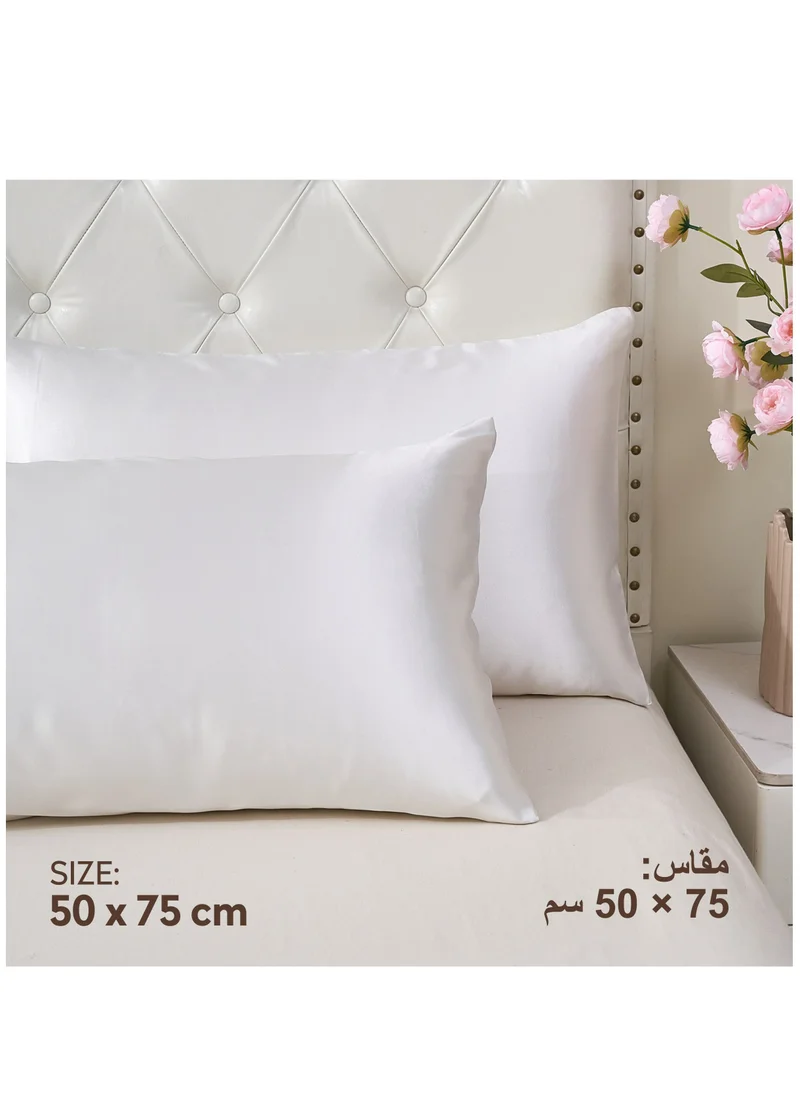 Donetella Satin Pillowcases 2-Pcs Soft And Silky Pillow Cover For Hair And Skin Care With Envelope Closure (Without Pillow Insert),White