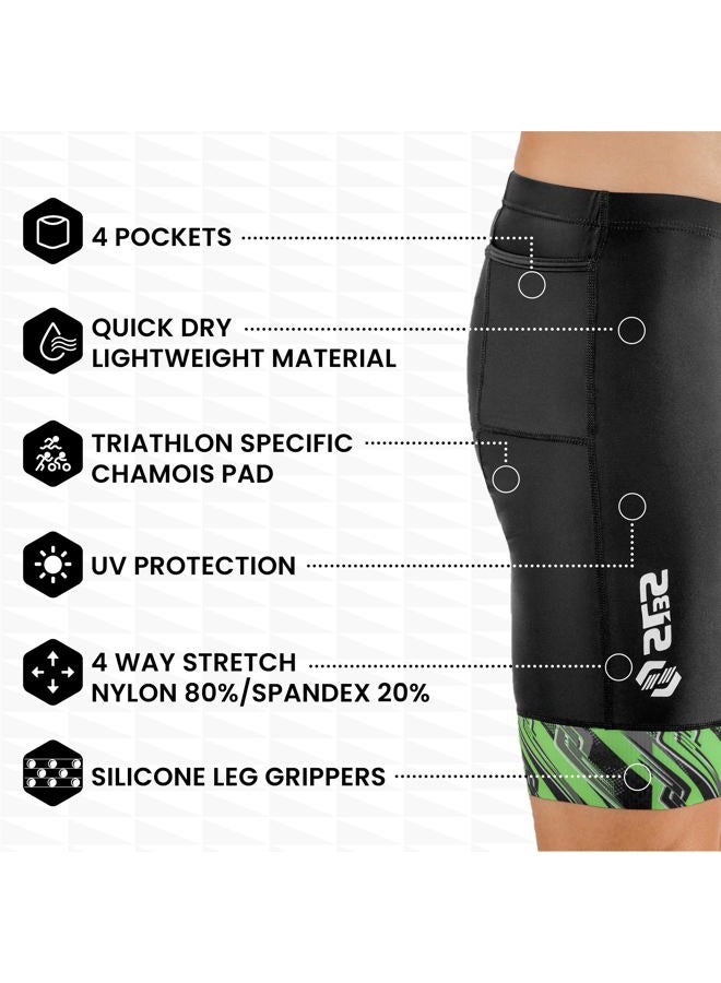 SLS3 Triathlon Shorts Mens - Padded Tri Shorts Mens Triathlon Shorts - Swim Bike Triathalon Shorts with Pocket, Jet Black, S - Image 2