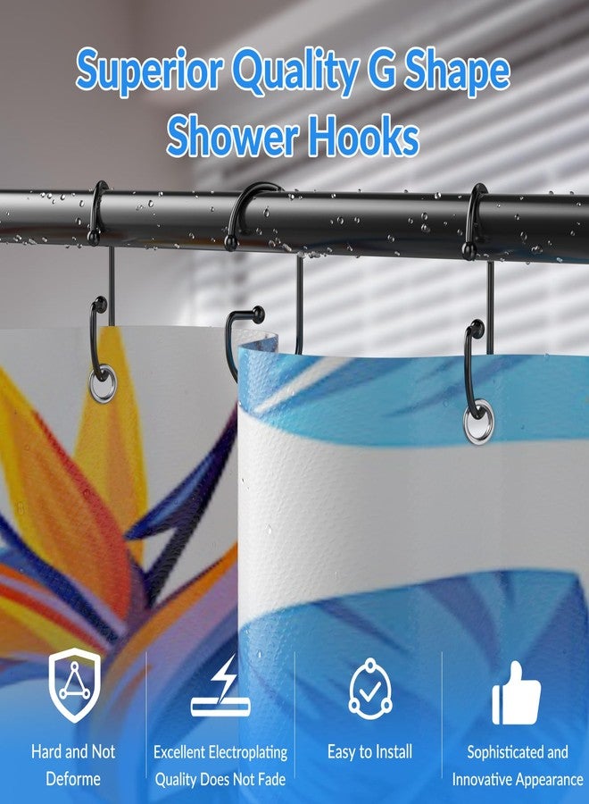 OEH Shower Curtain Hooks, 12 Pcs Shower Curtain Rings, Durable G Shape Black Shower Curtain Hooks Rust Proof, Simple Shower Rings for Curtain, Glide Smoothly Shower Hooks for Shower Curtain Rod, Black - Image 5