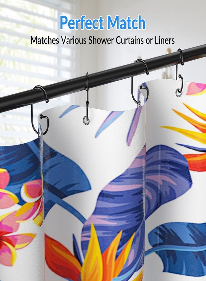 OEH Shower Curtain Hooks, 12 Pcs Shower Curtain Rings, Durable G Shape Black Shower Curtain Hooks Rust Proof, Simple Shower Rings for Curtain, Glide Smoothly Shower Hooks for Shower Curtain Rod, Black - Image 3