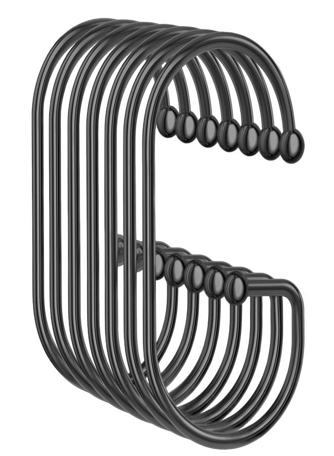 OEH Shower Curtain Hooks, 12 Pcs Shower Curtain Rings, Durable G Shape Black Shower Curtain Hooks Rust Proof, Simple Shower Rings for Curtain, Glide Smoothly Shower Hooks for Shower Curtain Rod, Black - Image 1