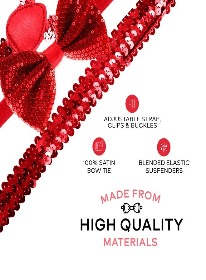 Man of Men - Bowtie & Suspender Set - Red Sequin - Image 2
