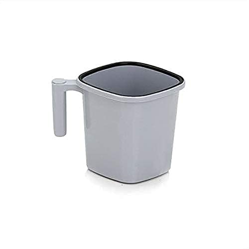 SHOPOBOX SHOPOBOX Square Mug Plastic Bath Mug Set of 2 Pcs Durable Long Lasting Quality Bathroom Set 524 Ivory - Image 3