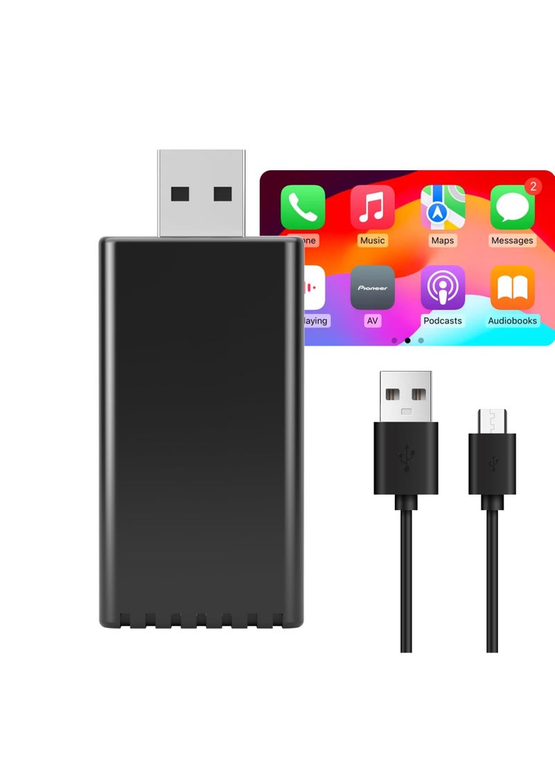 Zikra Wireless CarPlay Adapter - High-Speed 5GHz, Easy Plug and Play Setup, Includes USB-C and USB-A Cables - Upgrade Your CarPlay Experience with Simple Installation, Black - Image 1
