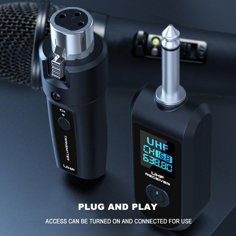 Softline Pro UHF XLR Adapter System Wireless Microphone Transmitter Receiver for Dynamic Microphone Guitar Audio Mixer PA System (SP DWT002 MIC) - Dual - Image 2