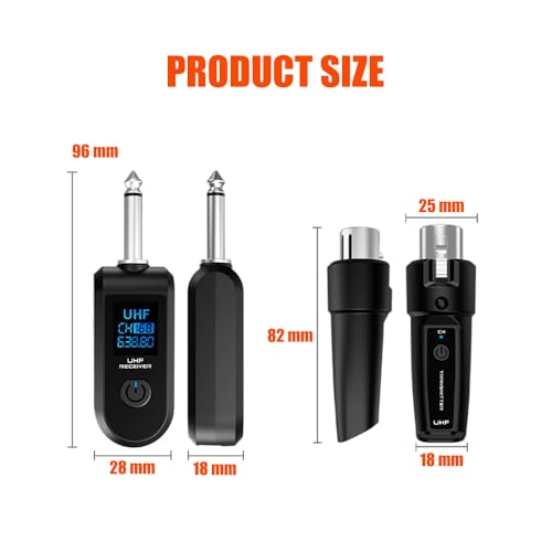 Softline Pro UHF XLR Adapter System Wireless Microphone Transmitter Receiver for Dynamic Microphone Guitar Audio Mixer PA System (SP DWT002 MIC) - Dual - Image 3