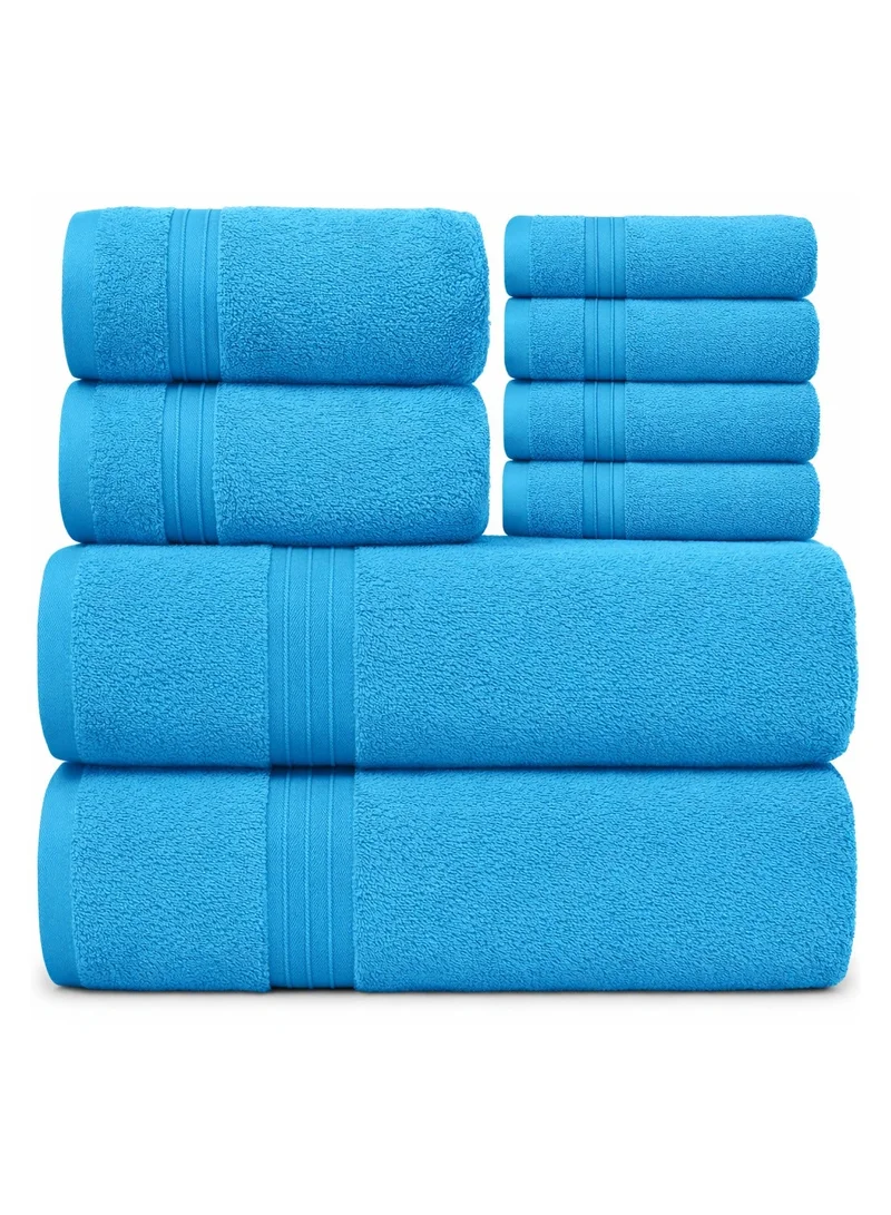 Bliss Casa Bliss Casa - 8 Pieces Towel Set - 2 Bath Towels, 2 Hand Towels, and 4 Washcloths, 600 GSM Ring Spun Cotton Highly Absorbent Towels for Bathroom, Shower Towel
