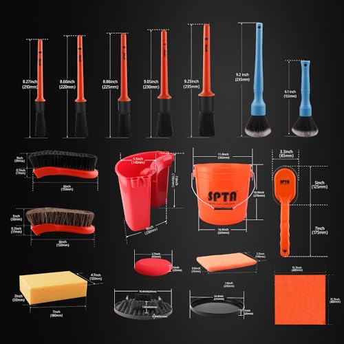 SPTA 29Pcs Car Wash Bucket Set, 15L Scratch Free Detailing Bucket with Car Wash Filter, Wash Mitt Sponge Towels Tire Detailing Brush Set, Exterior Interior Car Detailing Set, Complete Car Care Tools - Image 2