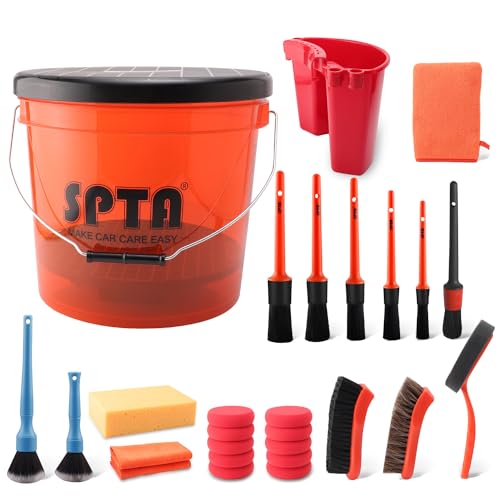 SPTA 29Pcs Car Wash Bucket Set, 15L Scratch Free Detailing Bucket with Car Wash Filter, Wash Mitt Sponge Towels Tire Detailing Brush Set, Exterior Interior Car Detailing Set, Complete Car Care Tools - Image 1