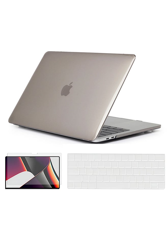 O Ozone Crystal Case Compatible with MacBook Pro 13 inch (A1706,A1708,A1989,A2159,A2289,A2251,A2338) Case with Keyboard Cover & Screen Protector, Grey - Image 1