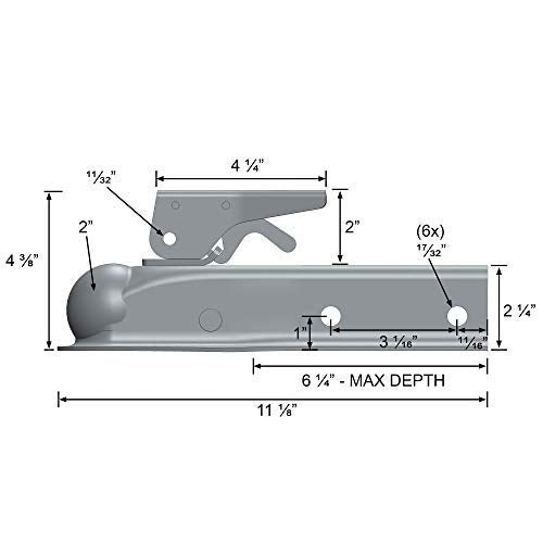 Quick Products QP-HS3023Z Zinc Trigger-Style Trailer Coupler - 2" Ball, 2" Channel - 3,500 lbs. - Image 3