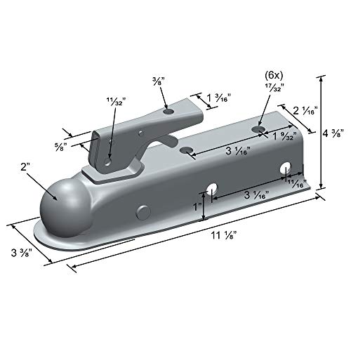 Quick Products QP-HS3023Z Zinc Trigger-Style Trailer Coupler - 2" Ball, 2" Channel - 3,500 lbs. - Image 2