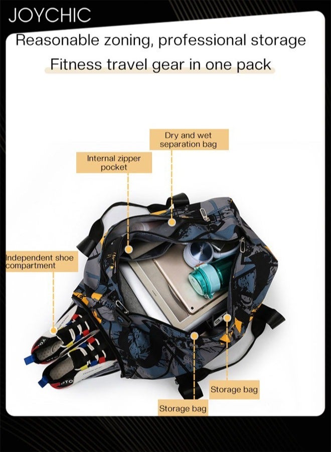 Joychic Colorful Fashionable Women Men Travel Duffel Bag Large Capacity  Gym Sport Tote Bag with Dry and Wet Pocket & Shoes Compartment for Yoga Fitness Multicolour - Image 2