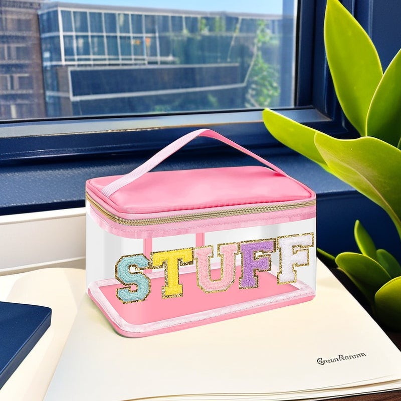 Portable Pvc Transparent Embroidered Cosmetic Bag Large Capacity Portable Travel Waterproof Toiletry Bag Storage Bag - Image 2