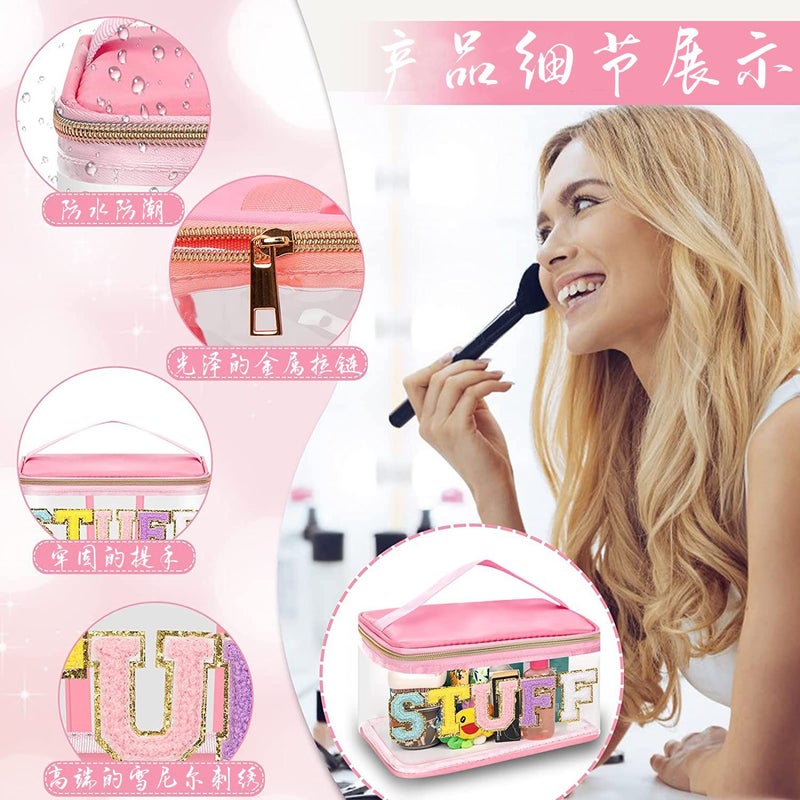 Portable Pvc Transparent Embroidered Cosmetic Bag Large Capacity Portable Travel Waterproof Toiletry Bag Storage Bag - Image 4
