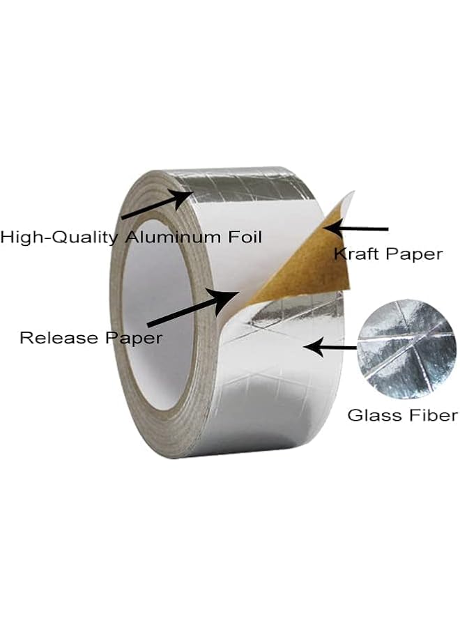 PROMASS promass Tape, 2" x 25 yards Aluminum Foil Scrim Kraft Insulation Jacketing Tape for Insulating, HVAC Repair, Sealing Ducts, Pipework, Window Sill Gap, Roof Leak, 1 Roll  - Image 2