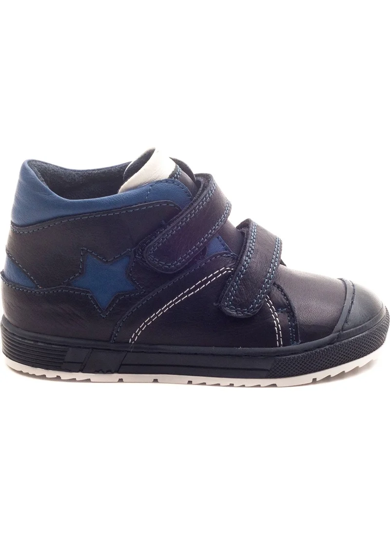 ام ان بي سي Boys Navy Blue Leather Orthopedic Supported Children's Boots