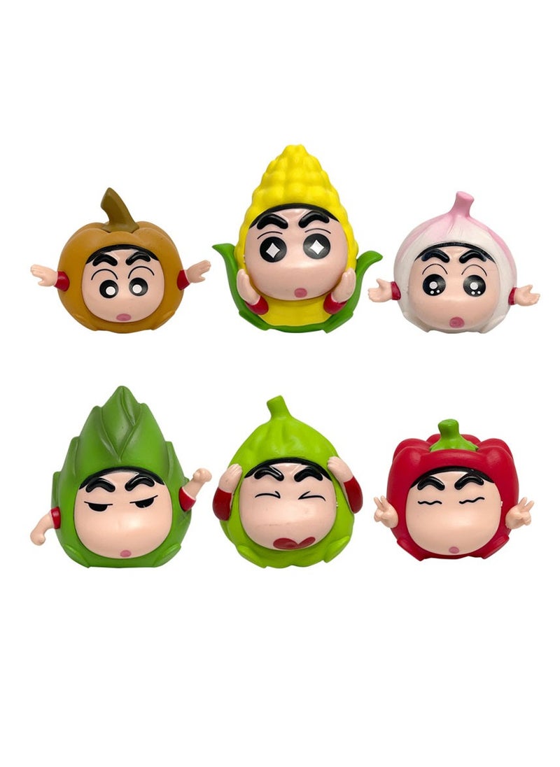 General - 6 Vegetables Xiaoxin Crayon Xiaoxin Peripheral Xiaoxin cos Corn Pumpkin Tide Play Figure Egg Twisting Doll Machine Figure - Image 1