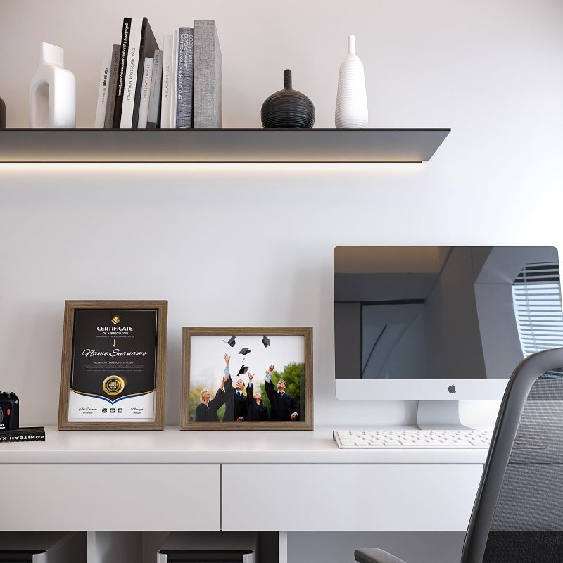 KINLINK 8.5x11 Picture Frames Rustic Brown  Diploma Frames with Acrylic Plexiglass for Pictures  Certificate Degree Document Frame Tabletop and Wall Mounting Display  1 Pack - Image 4