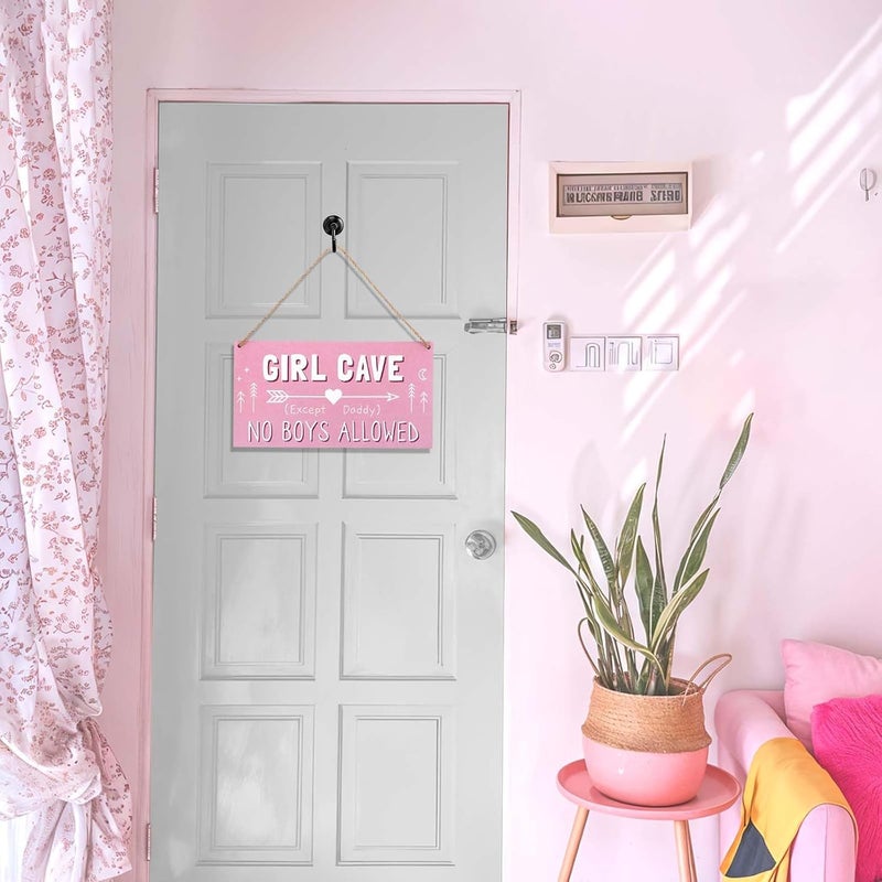 Girl Cave Sign - No Boys Allowed Wooden Door Decor for Girls Room - Image 4