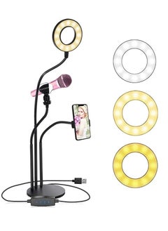 Generic 3 in 1 Professional Live Stream Kit with Small USB Ring Light Mic Holder CellPhone Web Cam Holder Premium Stand For Makeup Video Shoots Live Video Calling And More  - Image 1