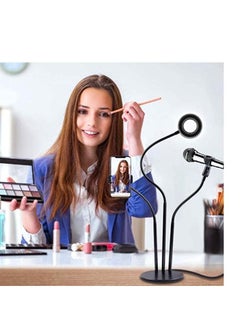 Generic 3 in 1 Professional Live Stream Kit with Small USB Ring Light Mic Holder CellPhone Web Cam Holder Premium Stand For Makeup Video Shoots Live Video Calling And More  - Image 2