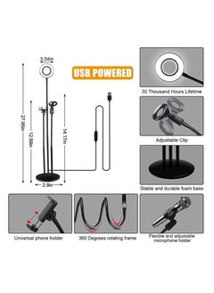 Generic 3 in 1 Professional Live Stream Kit with Small USB Ring Light Mic Holder CellPhone Web Cam Holder Premium Stand For Makeup Video Shoots Live Video Calling And More  - Image 4