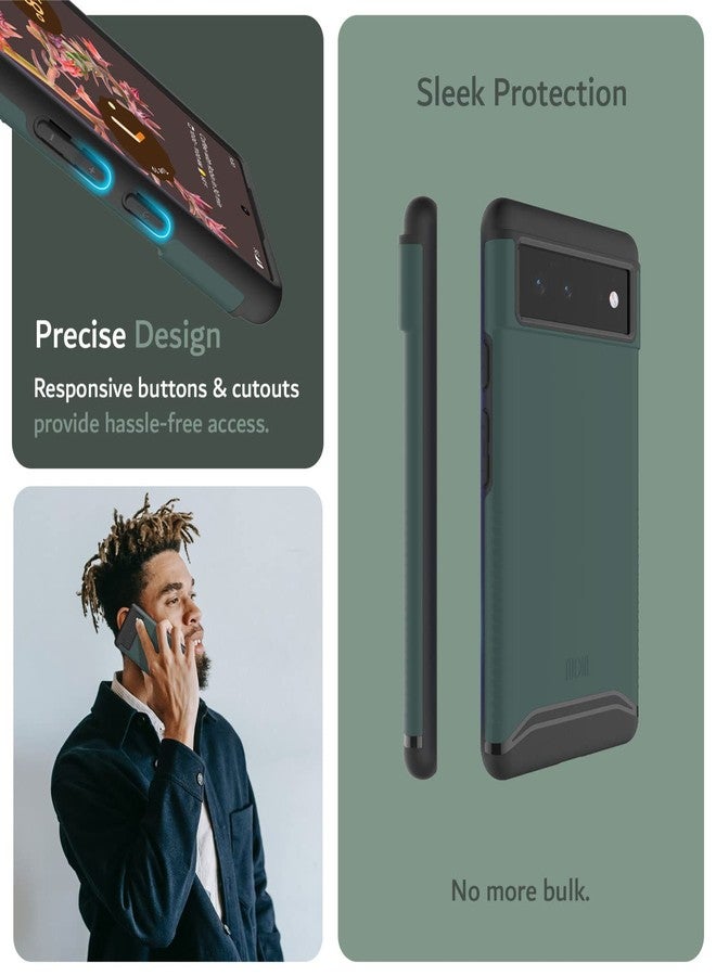 توديا جراب TUDIA DualShield مصمم خصيصًا لهاتف Google Pixel 6 (2021)، [دمج] جراب متين مزدوج الطبقات مقاوم للصدمات، بمواصفات عسكرية، نحيف، شديد التحمل، لحماية هاتف Pixel 6 - أخضر غامق - Image 4