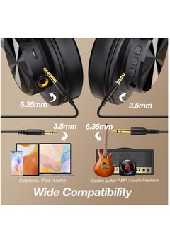 OneOdio A70 Wirless Bluetooth Over-Ear Headphone with Shareport 3.5Mm/6.35Mm Stereo Jack for Guitar Computer PC Tablet Home Office Travel Black Gold  - Image 3