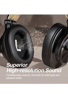 OneOdio A70 Wirless Bluetooth Over-Ear Headphone with Shareport 3.5Mm/6.35Mm Stereo Jack for Guitar Computer PC Tablet Home Office Travel Black Gold  - Image 4