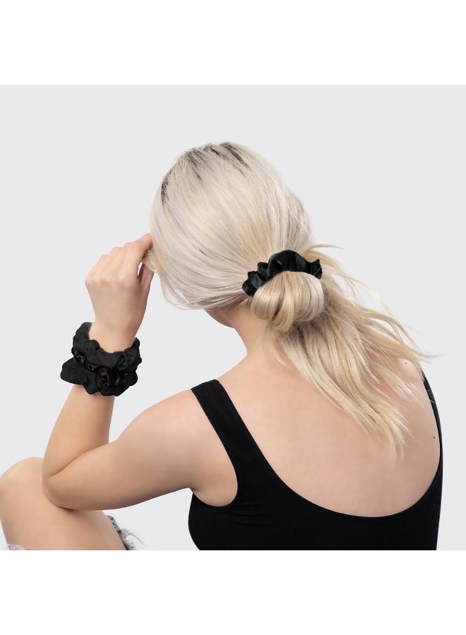 Kitsch Satin Scrunchies for Women No Crease Hair Ties Soft Satin Hair Scrunchies for Girls Frizz Free Gentle Stylish Hair Accessories Ideal Gifts for Women Black 5 pcs - Image 4