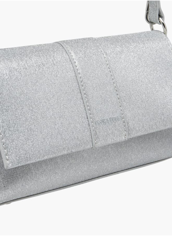 Flora Bella By Shoexpress Women Textured Shoulder Bag with Magnetic Button Closure  - Image 4