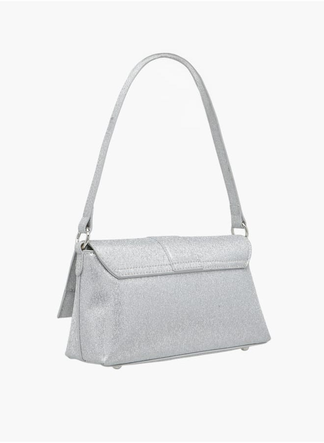 Flora Bella By Shoexpress Women Textured Shoulder Bag with Magnetic Button Closure  - Image 3