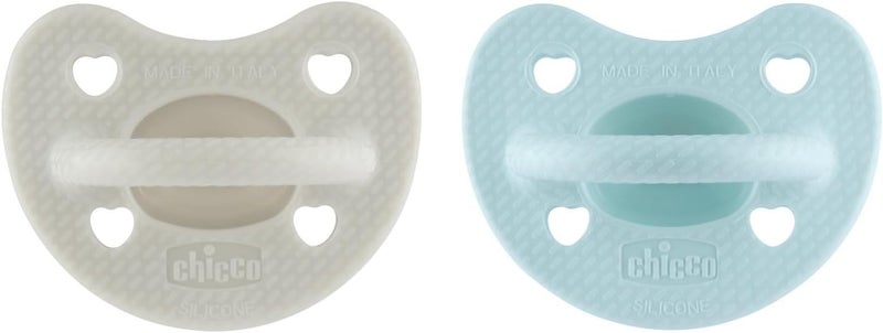 Chicco PhysioForma Luxe Silicone Dummy, 6-16 Months, Grey/Blue, Pack of 2 - Image 1