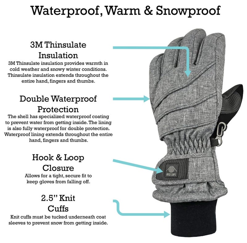 N'Ice Caps Kids Waterproof Winter Thinsulate Warm Gloves (Light Pink, 5-6 Years) - Image 3