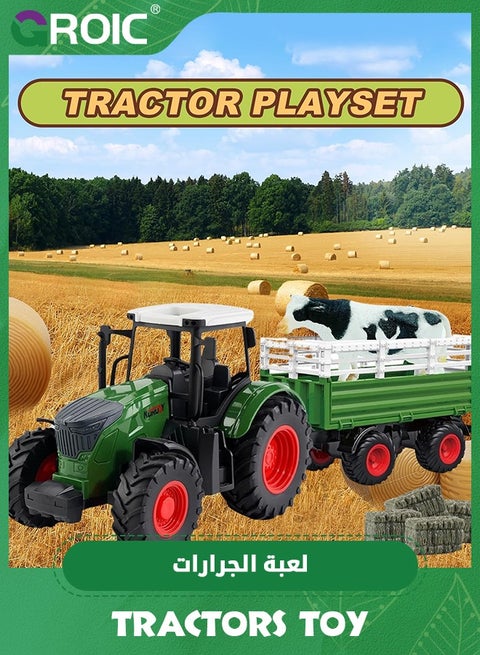 GROIC Tractor Toy, Kids Tractor Set,Truck and Trailer Front Loader