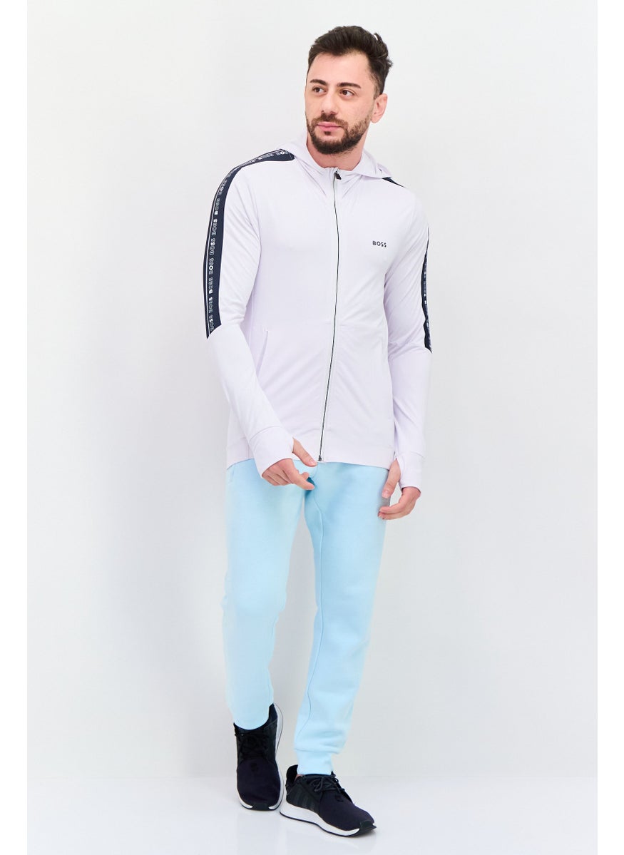 HUGO BOSS - Men Hooded Brand Logo Sweatshirt, White - Image 1