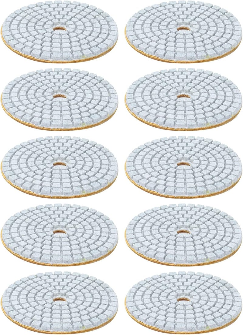 10Pcs 3in Diamond Wet Polishing Pads 150 Grits - Durable Flexible Grinding Discs for Granite Marble Polisher Accessories with Fast Heat Dissipation, Low Noise for Stone and Tile (3-inch White - Image 1