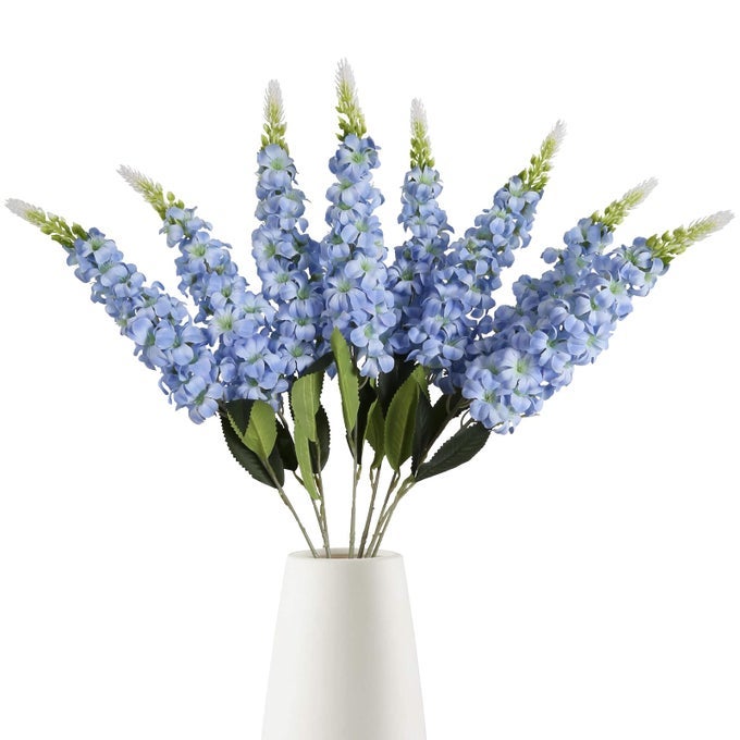 8PCS Snapdragon Artificial Flowers Blue Delphinium Artificial Silk Flowers Long Stem Hyacinths Fake Flowers for Wedding Home Outdoor Floral Arrangements Centerpiece Table Decorations Baby Blue