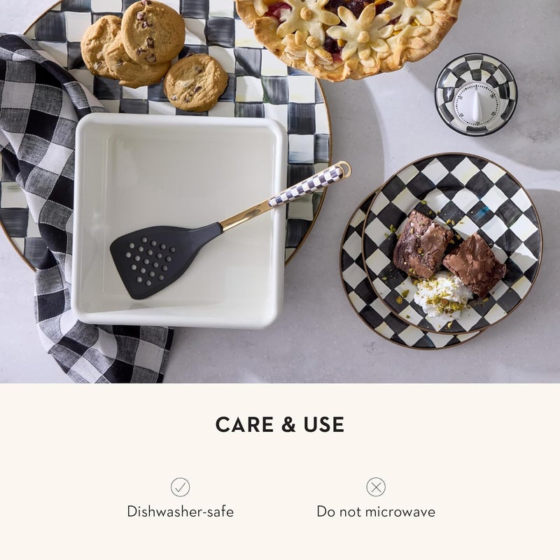 mackenzie childs ملاعق مطبخ سيليكون مكنزي تشايلدز مع فتحة للطهي باللونين الأسود والأبيض بتصميم فحص محكمة - Image 5