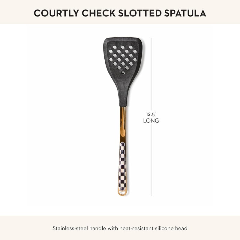 mackenzie childs ملاعق مطبخ سيليكون مكنزي تشايلدز مع فتحة للطهي باللونين الأسود والأبيض بتصميم فحص محكمة - Image 4