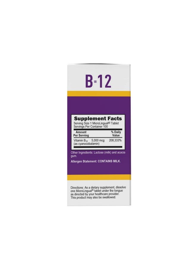 Superior Source No Shot Vitamin B12 Cyanocobalamin 5000 Mcg Quick Dissolve Sublingual Tablets 100 Count B12 Supplement To Increase Metabolism And Energy Production Nervous System Support Non Gmo  - Image 5